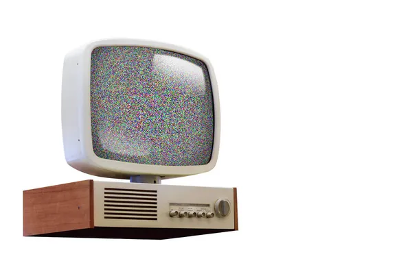 Old Fashion Television White Background Static Noise Screen — Stock Photo, Image