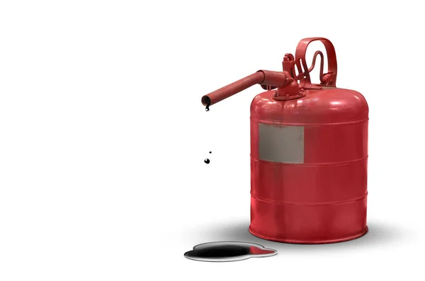 Egy Régi Piros Üzemanyag Töltőanyag Lehet Fehér Háttérrel Mint Stúdió — Stock Fotó
