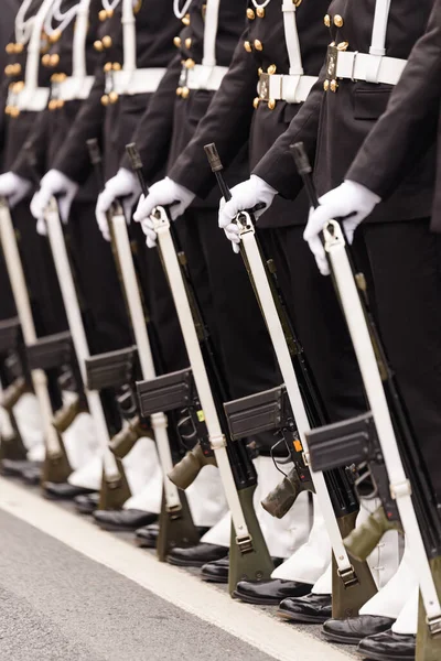 Rifles Soldiers Standing Main Stance — Stock Photo, Image