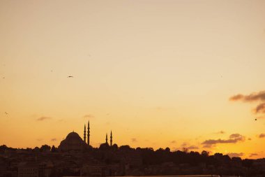 Süleyman Camii 'nin silueti. İstanbul 'da editör fotoğrafı.