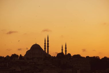 Süleyman Camii 'nin silueti. İstanbul 'da editör fotoğrafı.