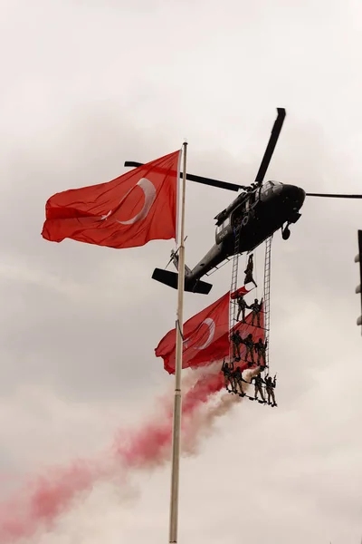 Stanbul Türkiye Ekim 2021 Özel Operasyonlar Polisi Helikopter Şovu Ekim — Stok fotoğraf