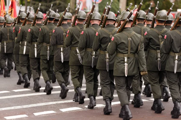 Istanbul Turkey October 2021 Turkish Soldiers Walking Lockstep October Republic — Stock Photo, Image