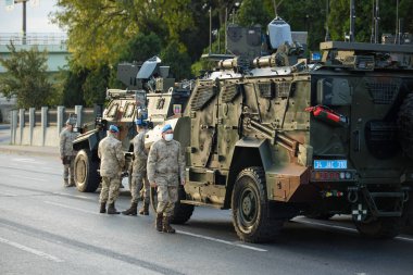 İstanbul, Türkiye - 29 Ekim 2021: Bir Kirpi askeri taktik aracının (MRAP) yakın çekimi. İstanbul 'da Editör Vuruldu.