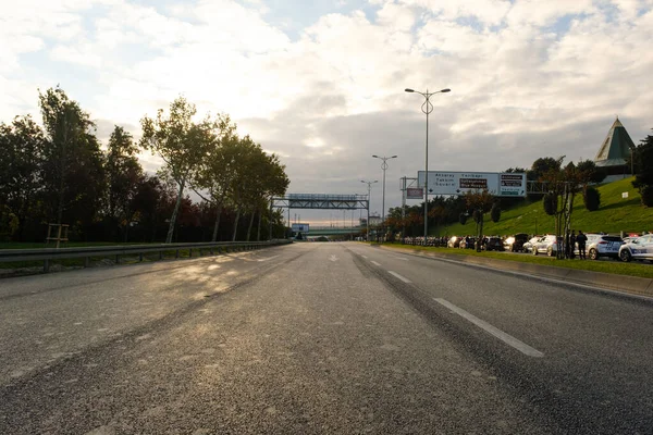 Istanbul Turquie Octobre 2021 Route Vide Police Bord Route Istanbul — Photo