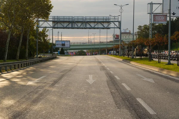 Istanbul Turquie Octobre 2021 Route Panneau Affichage Vides Dans Ville — Photo