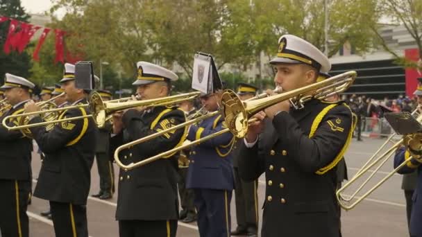 Istanbul Turchia Ottobre 2021 Banda Militare Che Suona Musica Ottobre — Video Stock