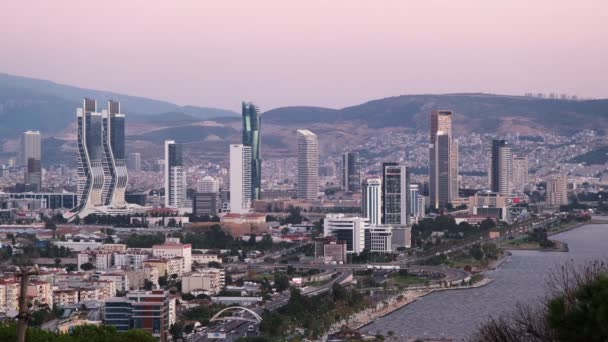 Izmir Turquía Septiembre 2021 Imágenes Del Paisaje Nocturno Bahía Izmir — Vídeos de Stock