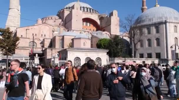 Stambuł Turcja Października 2021 Meczet Hagia Sophia Stambule Zatłoczonymi Turystami — Wideo stockowe