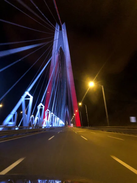 Kocaeli Turchia Maggio 2021 Yavuz Sultan Selim Bridge Notte Istanbul — Foto Stock