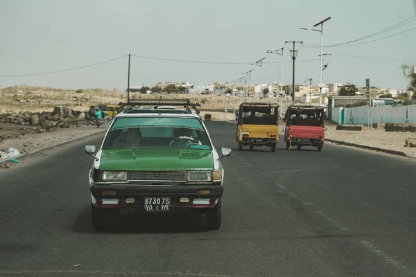 Djibouti Djibouti May 2021 Old Local Taxi Auto Rickshaw Traffic — Stock Photo, Image
