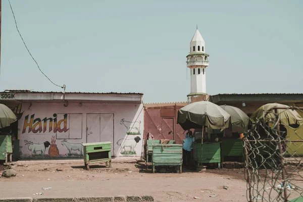 Djibouti Djibouti May 2021 Market Place Mosque Minaret Djibouti Editorial —  Fotos de Stock