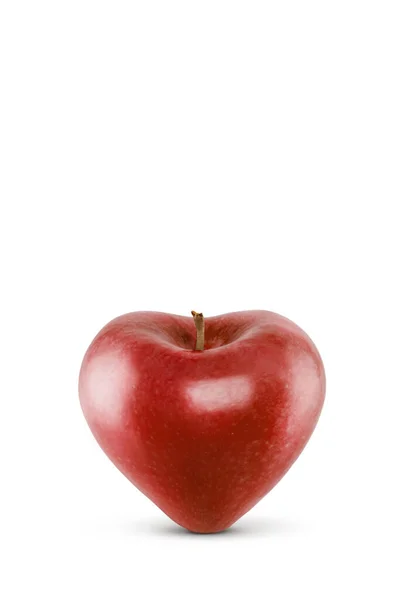 Abstract Heart Shaped Red Apple White Background Vertical Photo — Stock Photo, Image