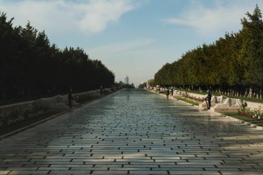 Ankara, Türkiye - 09 Kasım 2021: Anitkabir 'de aslanlar ve askerler nöbet tutuyor. Ankara 'da editör fotoğrafı.