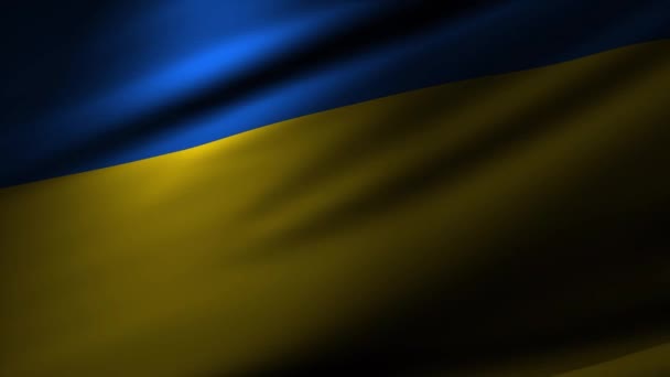 Cgi Animiertes Und Nahaufnahme Rendering Einer Ukrainischen Flagge Mit Einem — Stockvideo