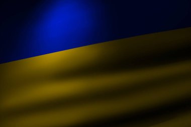 CGI Üzerinde spot ışığı olan bir Ukrayna bayrağını kapat.