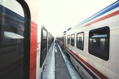 Erzincan, Türkiye - 22 Şubat 2022: Doğu ekspres trenleri Erzincan Türkiye