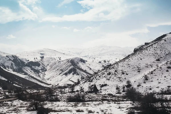 Landscape View Snowy Mountains Hills Train Trip Central Anatolia Winter — Zdjęcie stockowe