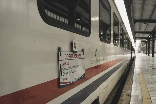 Ankara Turquie Février 2022 Plan Rapproché Train Eastern Express Gare — Photo