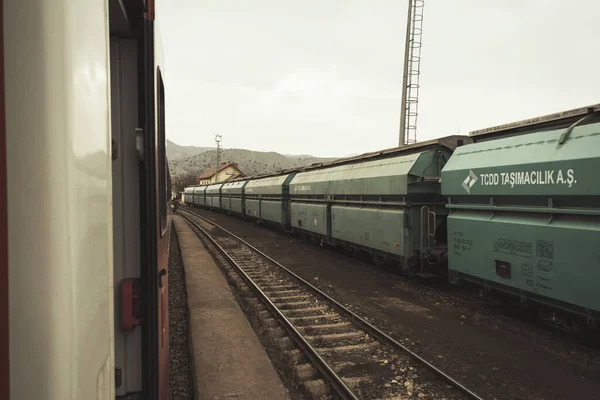 Sivas Turkey February 2022 Tcdd Freight Trains Railroad — Fotografia de Stock