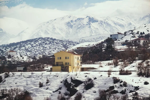 Erzincan Türkei Februar 2022 Einige Dorfgebäude Winter Mit Schnee Und — Stockfoto