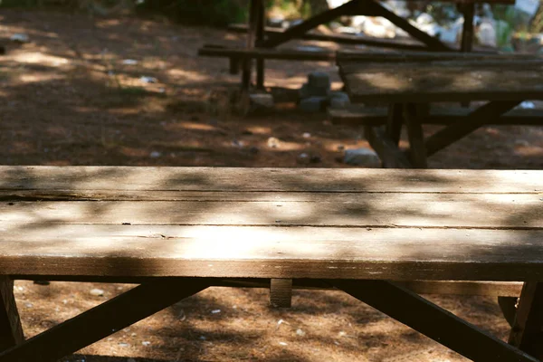 Wooden Picnic Table Nature — Stock Photo, Image