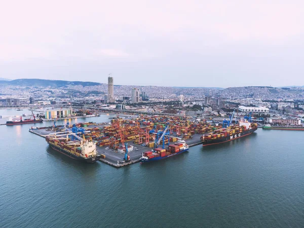 Izmir Turkey April 2022 Aerial View Customs Harbour Izmir Bay – stockfoto