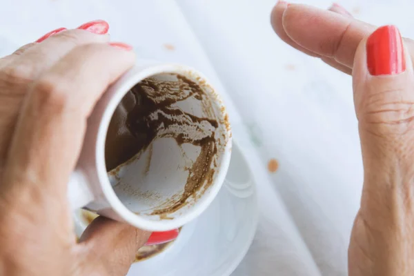 Turkish Coffee Fortune Telling First Person View — Stock Photo, Image