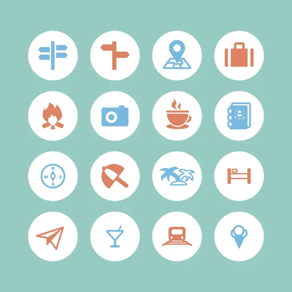 Travel icons, flat style — Stock Vector