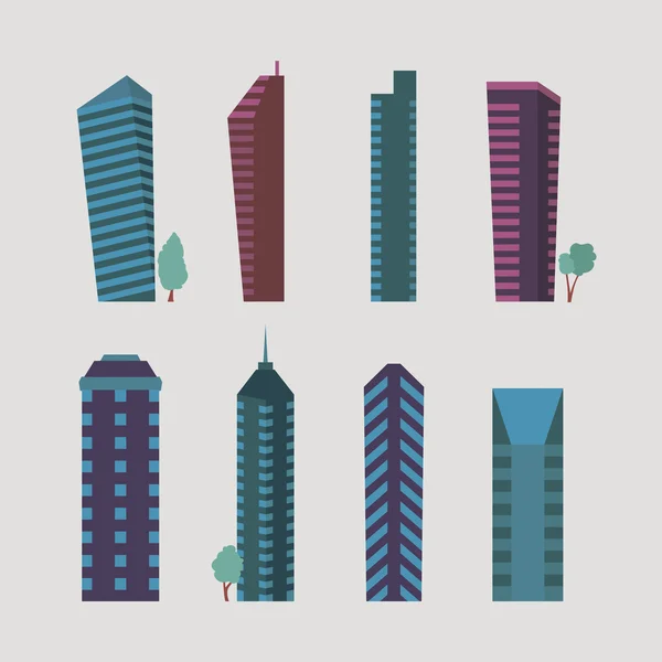 Iconos de edificios comerciales — Vector de stock