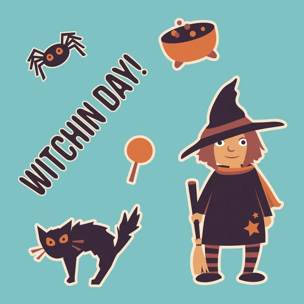 Halloween zestaw - czarownica — Wektor stockowy