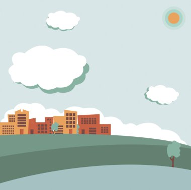 Kentsel peyzaj, renkli retro