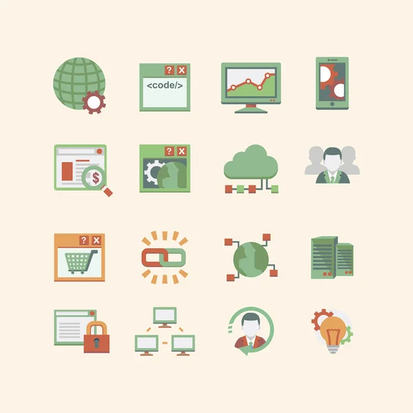 Conjunto de iconos SEO & base de datos — Vector de stock