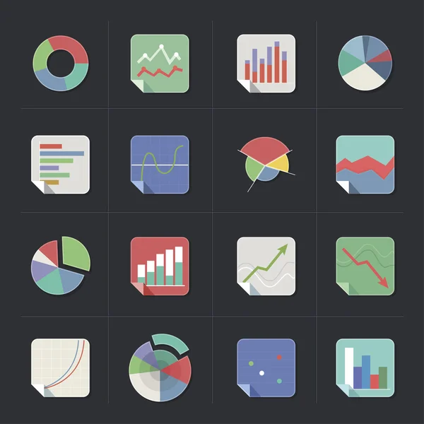 Iconos gráficos planos coloridos — Archivo Imágenes Vectoriales