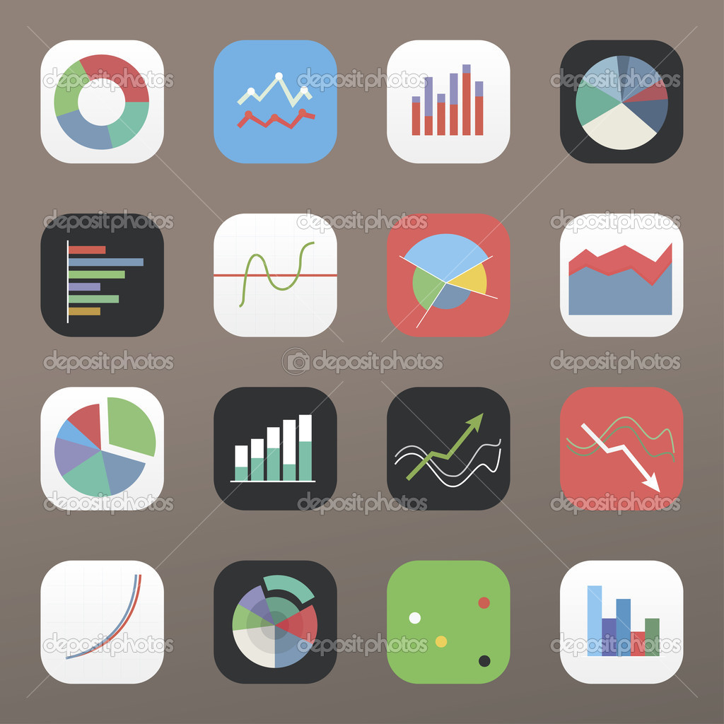 Flat colorful graph icons
