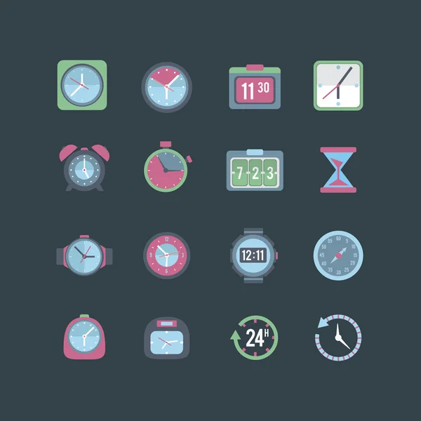 Reloj y tiempo icono conjunto — Vector de stock