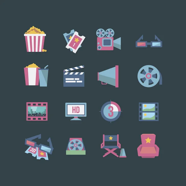 Conjunto de icono de película — Vector de stock