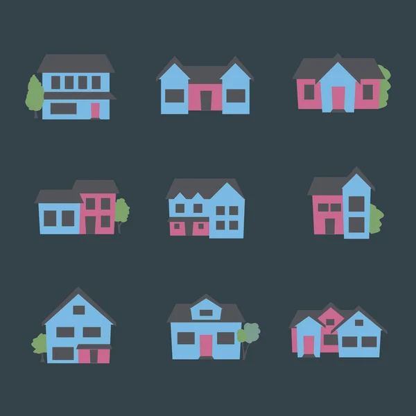 Conjunto de iconos edificios — Vector de stock