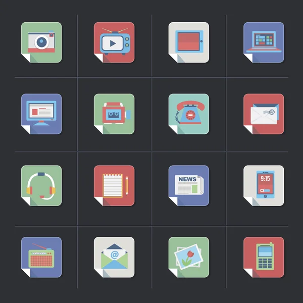 Набор значков СМИ — стоковый вектор