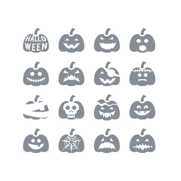 Halloween pompoen pictogrammenset — Stockvector