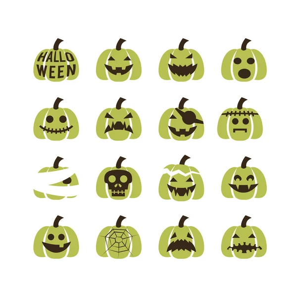 Halloween pompoen pictogrammenset — Stockvector
