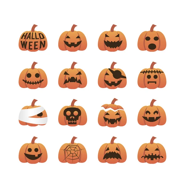 Ensemble icône citrouille Halloween — Image vectorielle