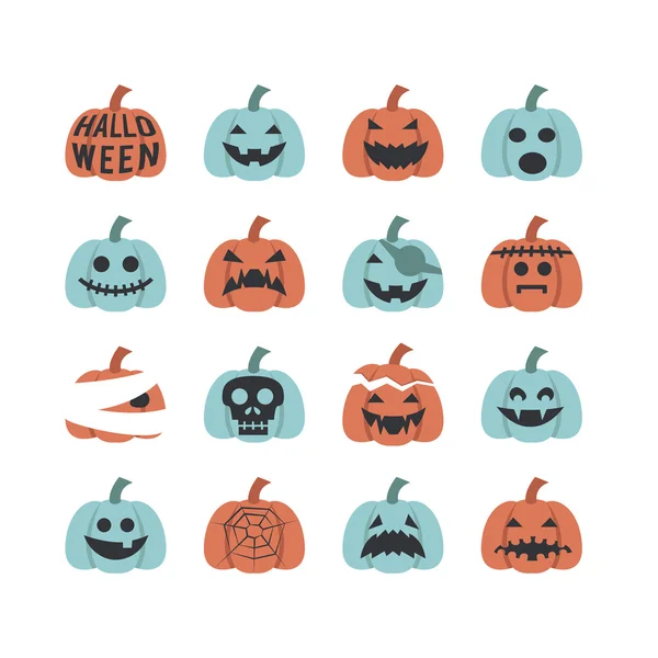 Set icona zucca Halloween — Vettoriale Stock