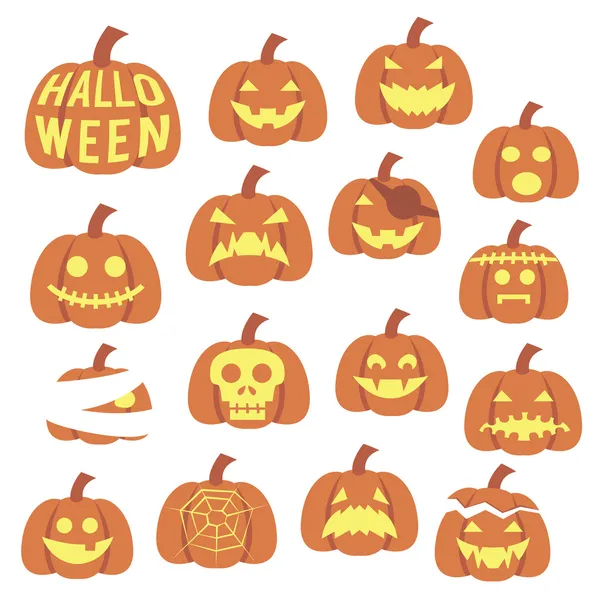 Set icona zucca Halloween — Vettoriale Stock