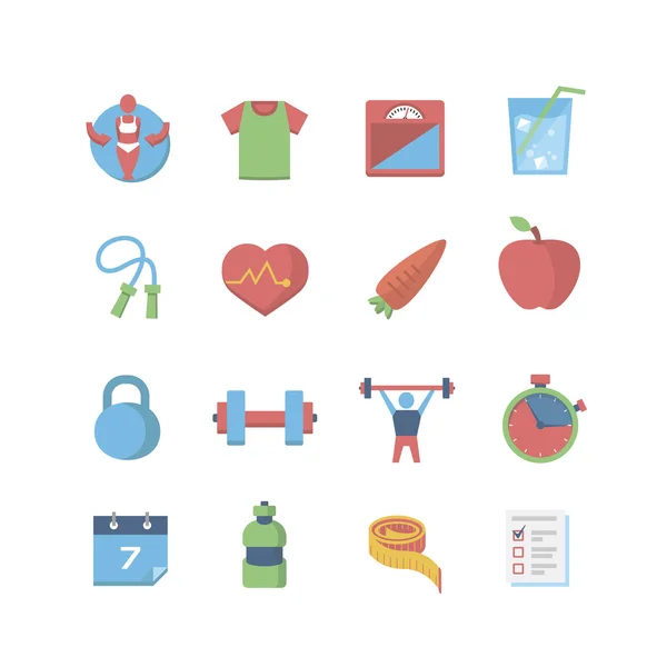 Fitness & Health Iconos — Archivo Imágenes Vectoriales