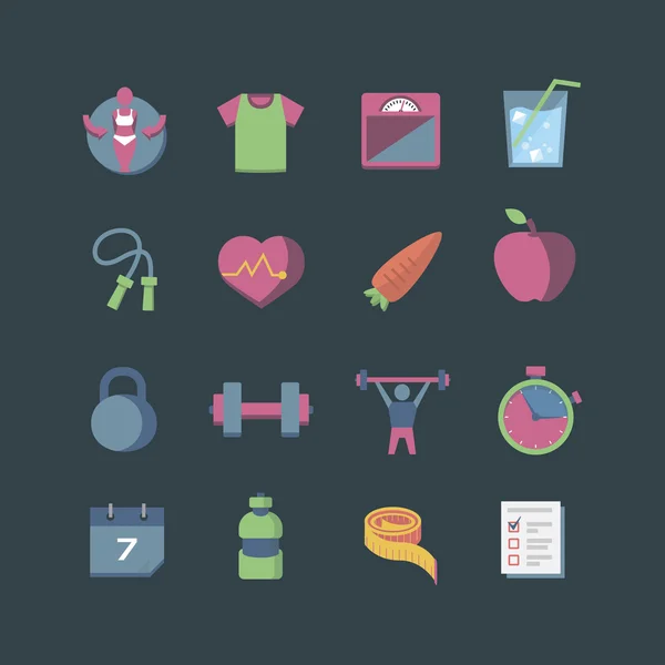 Salud & Fitness Iconos — Vector de stock