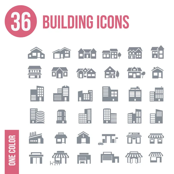 36 gebouw icons set - Stockvector
