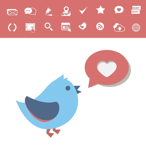 Sosyal kuş web simge seti — Stok Vektör