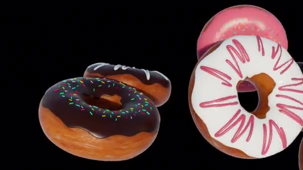 Different Donut Transitions Alpha Channel — Wideo stockowe