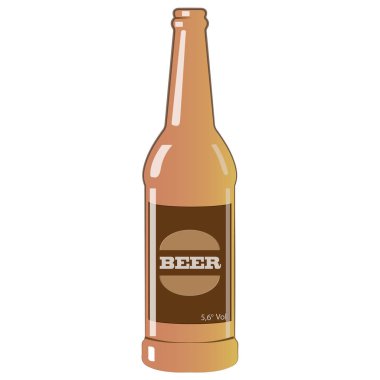 This illustration shows a beer bottle cartoon